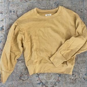 ☀️ Soft Mustard Madewell Puff Sleeve Crew Neck Pull Over Sweater Sweatshirt